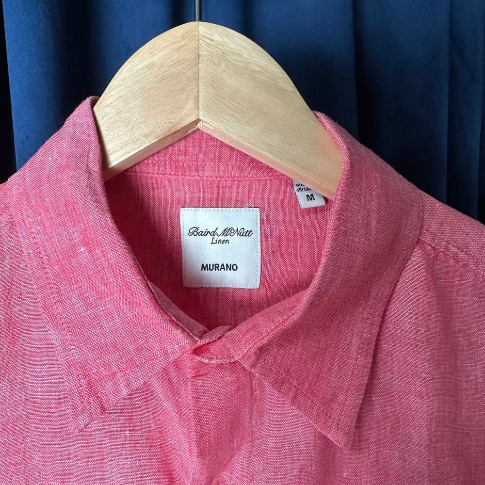 Murano Baird McNutt 100% Linen Coral Pink Long Sleeve Shirt Men's M - Picture 2 of 9